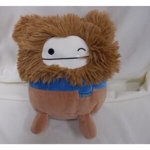 Squishmallows Benny the Bigfoot Plush Brown Winking with Blue Scarf NWT 8 inch